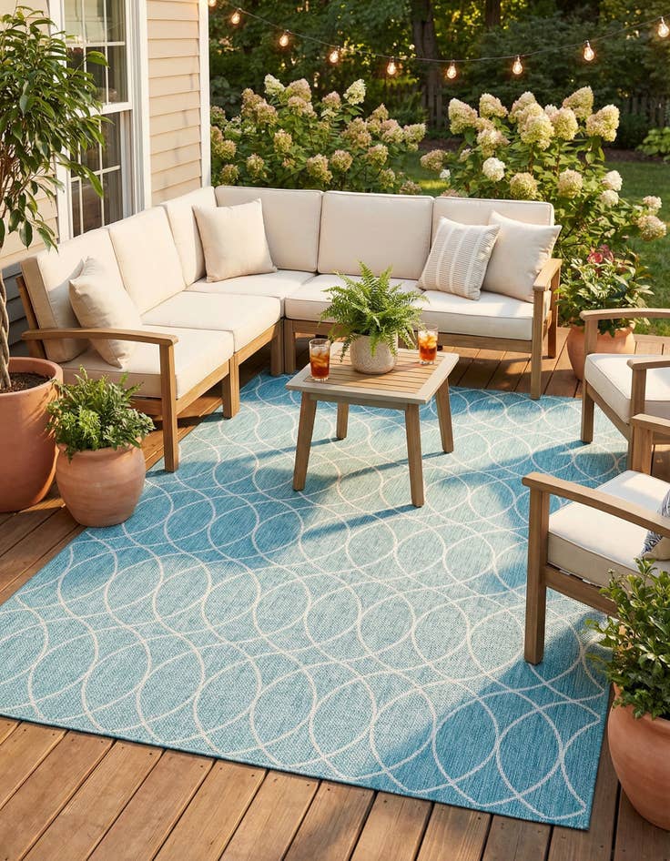 Detail image of  7' 10 x 11'  Washable Lattice Indoor / Outdoor Rug