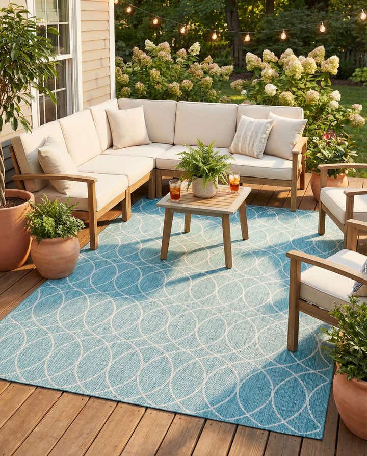 7' 10 x 11' Easy-Clean Trellis Indoor / Outdoor Rug