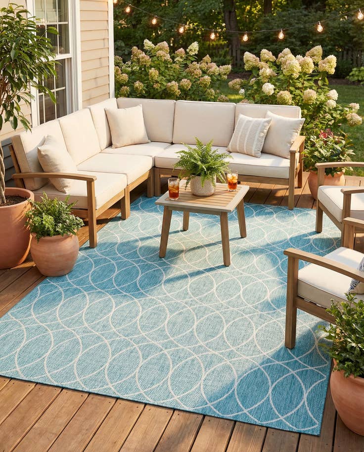 Detail image of 7' 10 x 11' Easy-Clean Trellis Indoor / Outdoor Rug