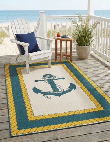 5' 3 x 8' Easy-Clean Coastal Indoor / Outdoor Rug