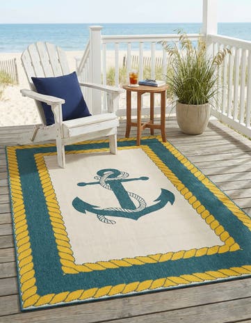 5' 3 x 8' Easy-Clean Coastal Indoor / Outdoor Rug