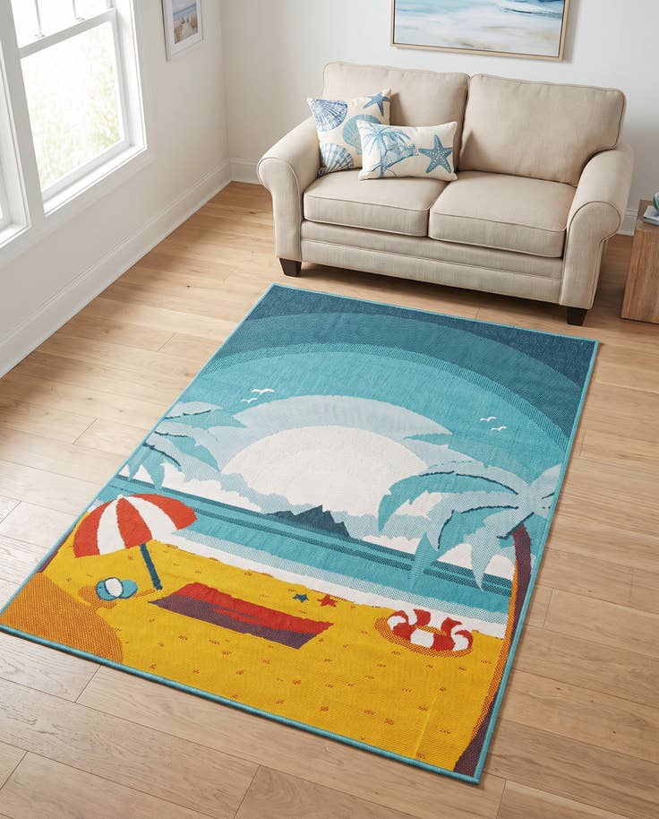 Detail image of 4' x 6' Easy-Clean Coastal Indoor / Outdoor Rug