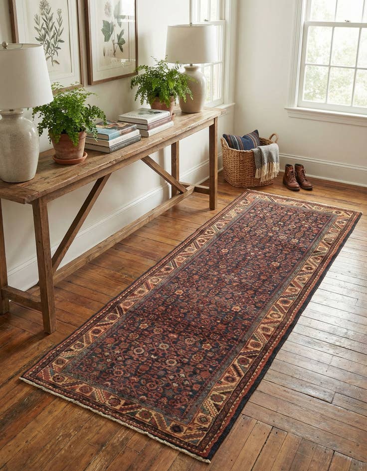 Detail image of 3' 9 x 10' 3  Hand Knotted Hossainabad Persian Wool Runner Rug