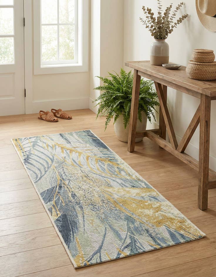 Detail image of 2' x 4'  Washable Botanical Indoor / Outdoor Runner Rug