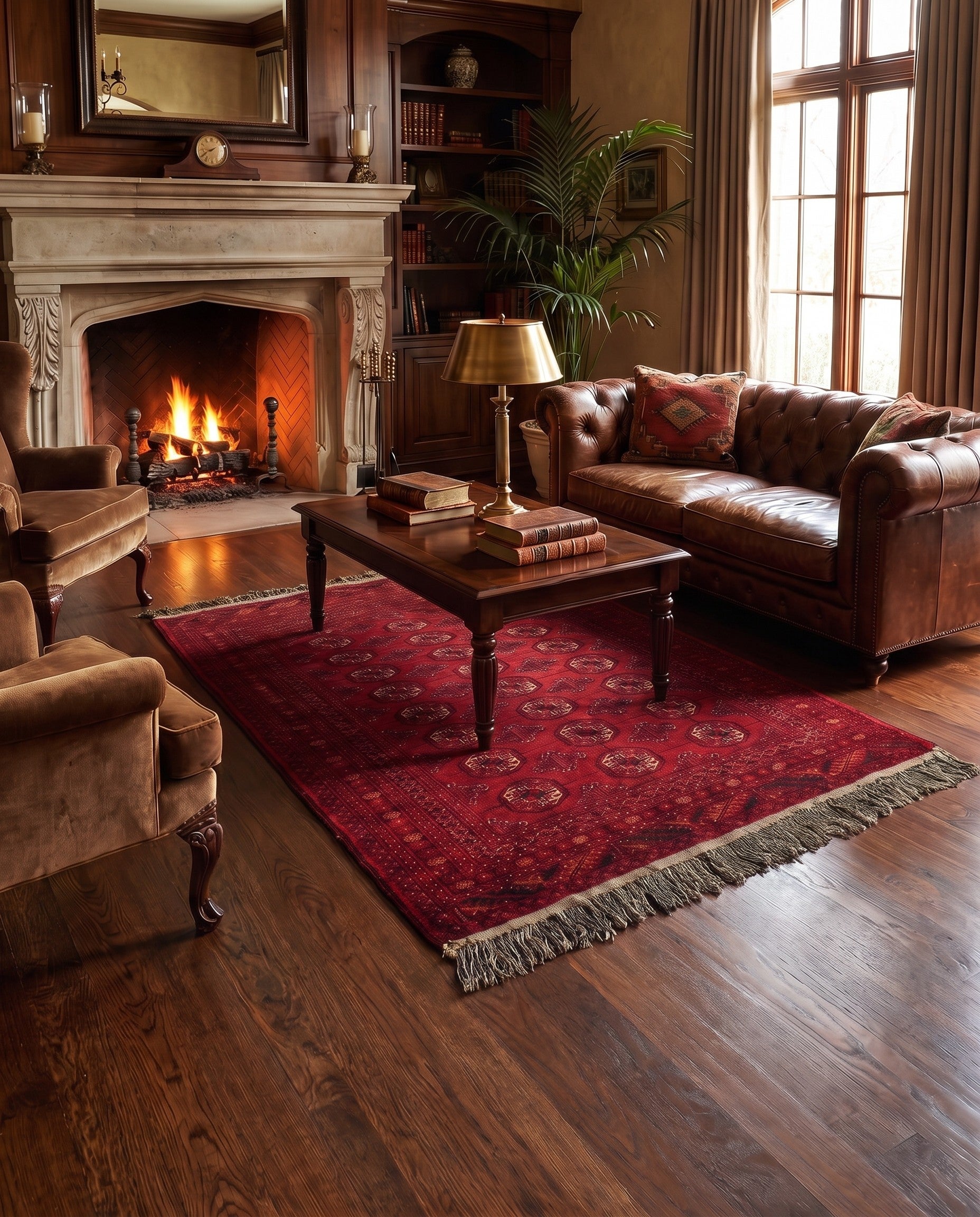 4' 6 x 6' 4 Hand Knotted Afghan Akhche Wool Rug