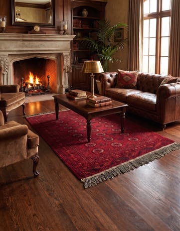 4' 6 x 6' 4 Hand Knotted Afghan Akhche Wool Rug
