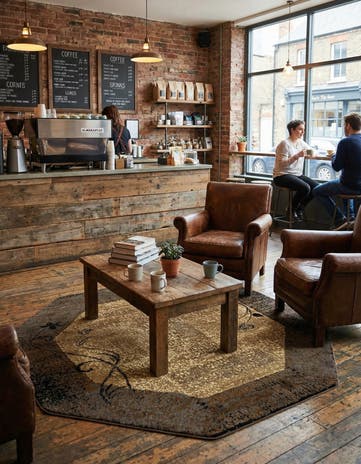 Beige Coffee Shop Octagon Rug