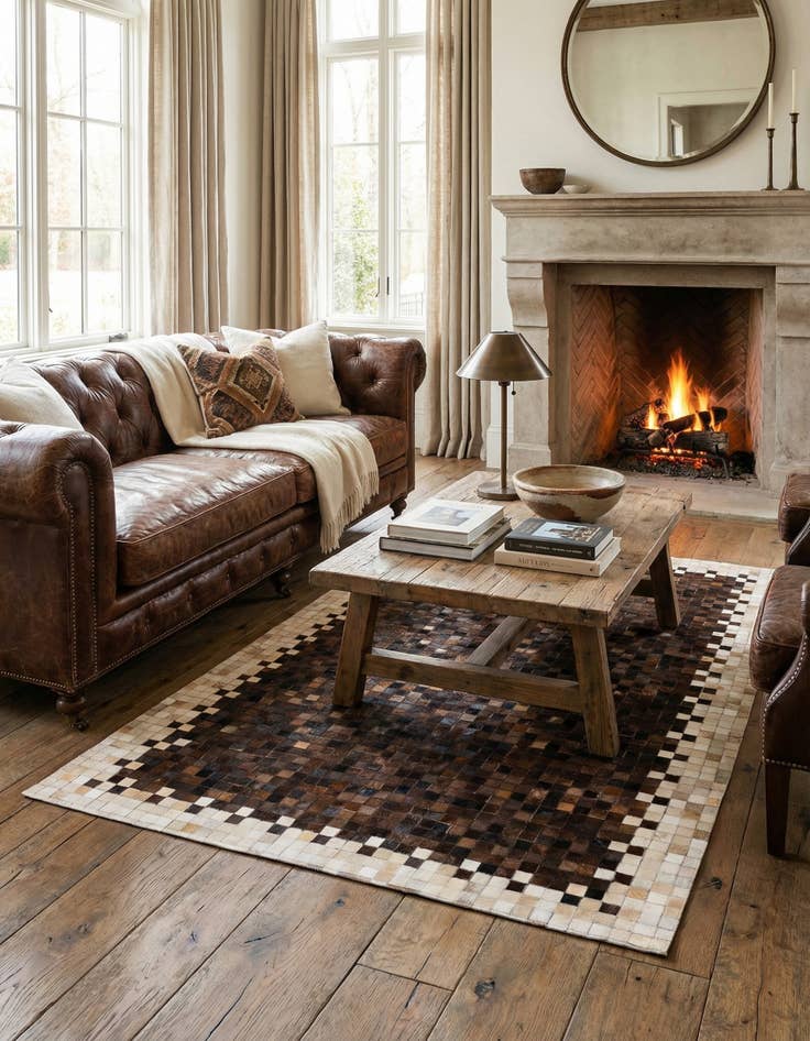 Detail image of 5' 2 x 7' 11 Cowhide Stocks Rug