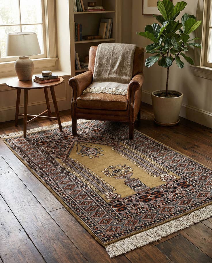 Detail image of 2' 8 x 4' 4 Hand Knotted Bokhara Oriental Wool Rug