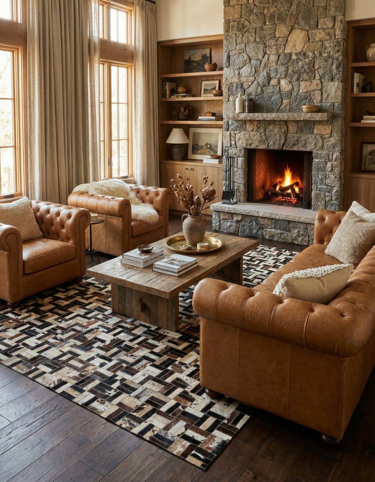 Detail image of  5' x 7' 11 Cowhide - Patchwork Rug