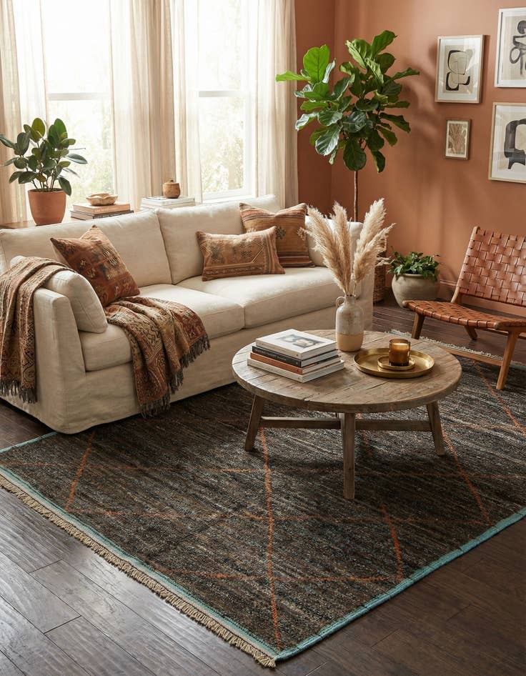 Detail image of 6' x 9' 6  Hand Knotted Moroccan Wool Rug