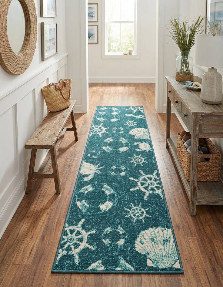 Detail image of 2' x 6'  Washable Coastal Indoor / Outdoor Runner Rug