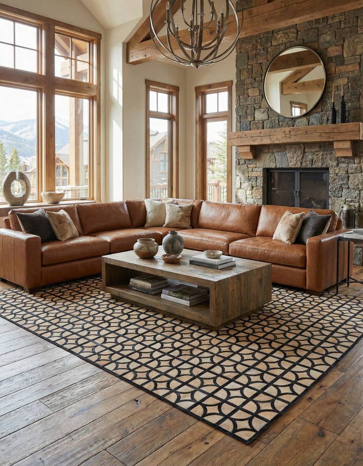 Detail image of 8' 2 x 10' Cowhide Leather Rug