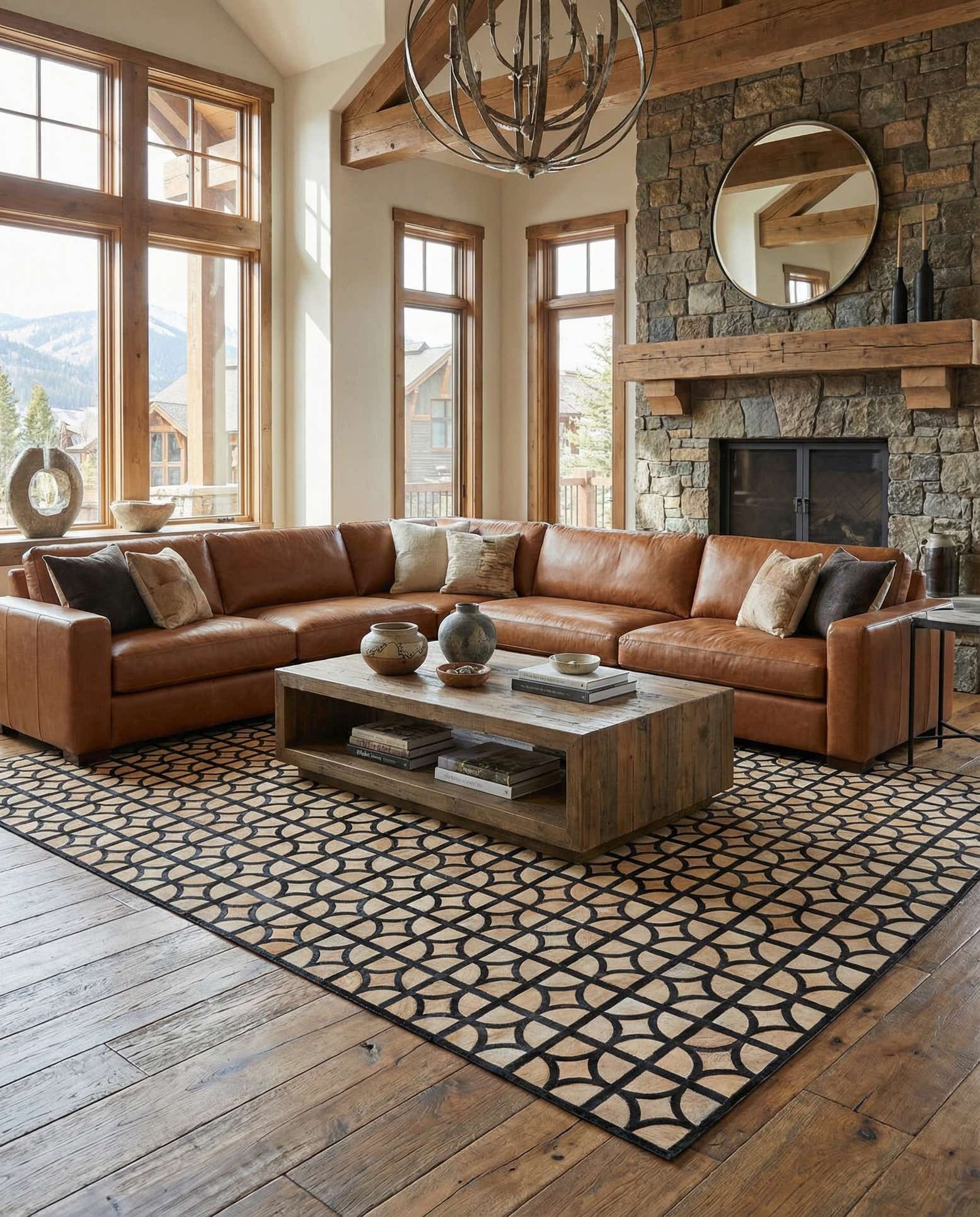8' 2 x 10' Cowhide Leather Rug