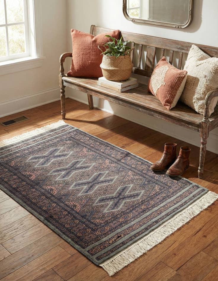 Detail image of 2' 7 x 3' 10 Hand Knotted Bokhara Oriental Wool Rug