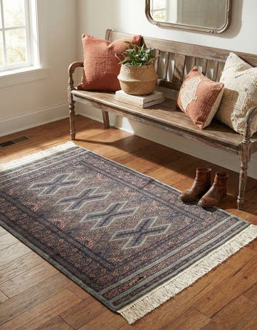 2' 7 x 3' 10 Hand Knotted Bokhara Oriental Wool Rug
