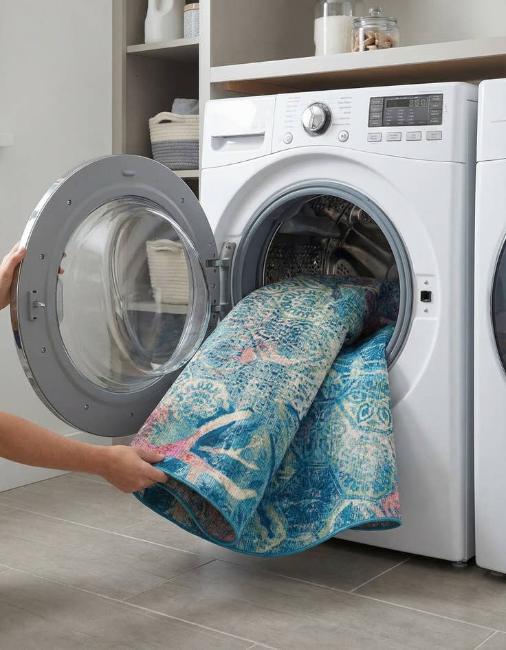 Detail image of 7' 10 x 7' 10  Washable Coastal Indoor / Outdoor Round Rug