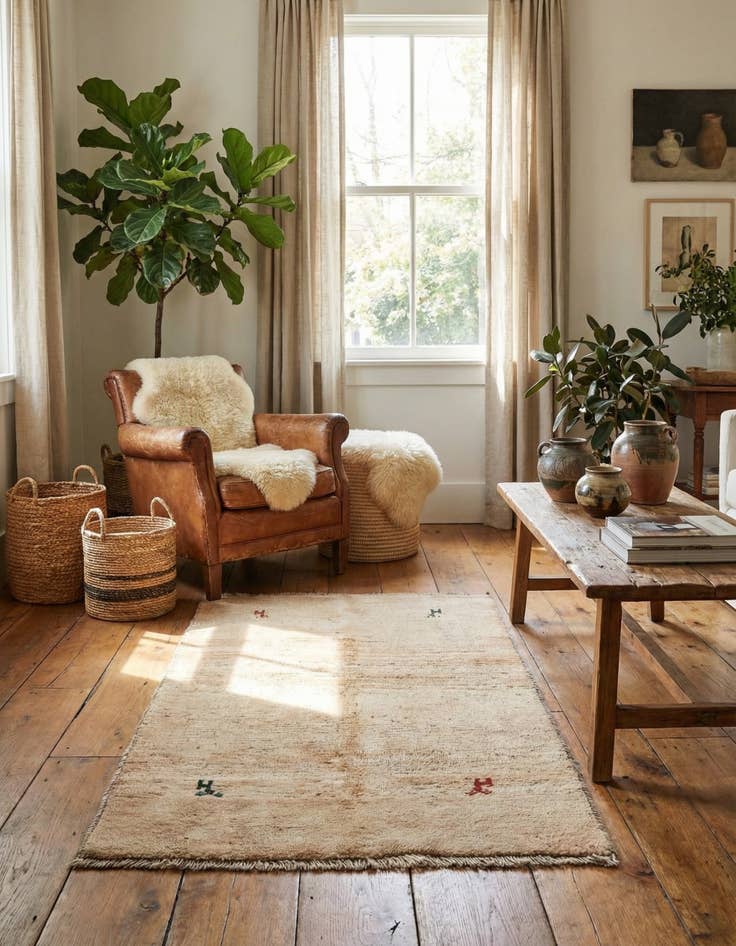 Detail image of 3' 4 x 4' 8  Hand Knotted Gabbeh Wool Rug