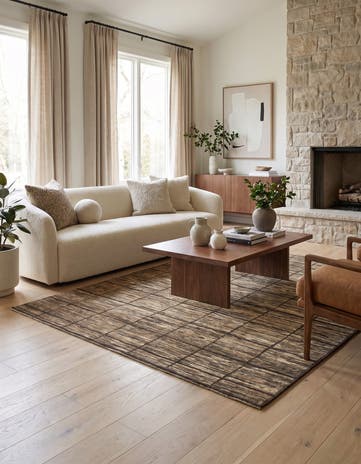 4' 8 x 6' 9 Hand Knotted Modern Ziegler Rug