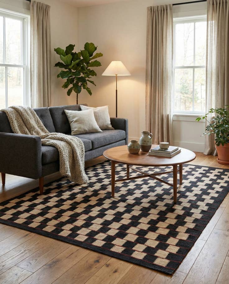 Detail image of 5' x 6' 3 Hand Woven Kilim Modern Wool Rug