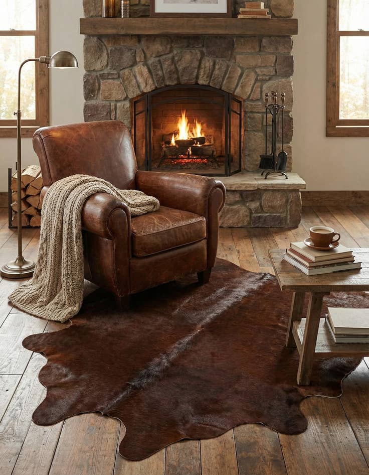 Detail image of 1' 8 x 2' 7 Cowhide Leather Rug