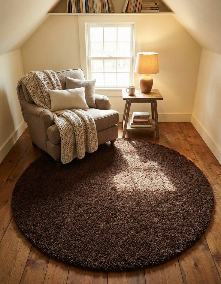 Detail image of  7' 10 x 7' 10 Solid Shag Round Rug