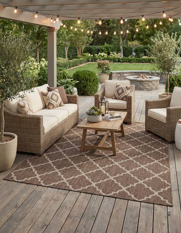 Detail image of  9' x 12'  Washable Lattice Indoor / Outdoor Rug
