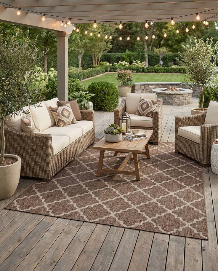 Detail image of 9' x 12' Easy-Clean Trellis Indoor / Outdoor Rug