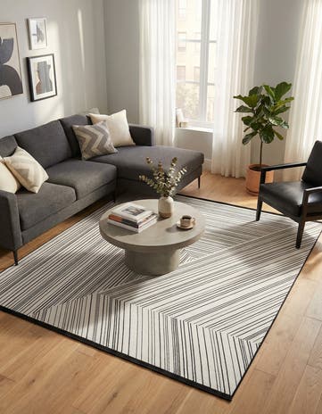 Black and White Milano Square Rug