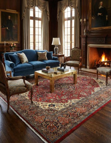 6' 7 x 10' 1 Hand Knotted Qom Persian Rug