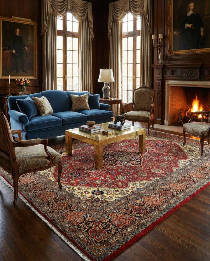 6' 7 x 10' 1 Hand Knotted Qom Persian Rug