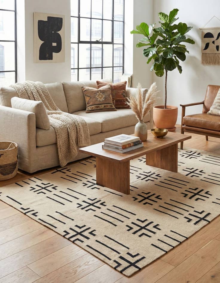 Detail image of 5' 5 x 6' 6  Hand Woven Kilim Modern Wool Rug