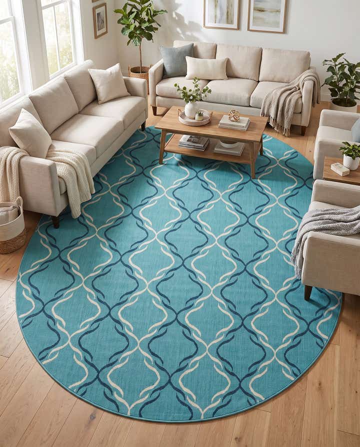 7' 10 x 10' Easy-Clean Lattice Indoor / Outdoor Oval Rug