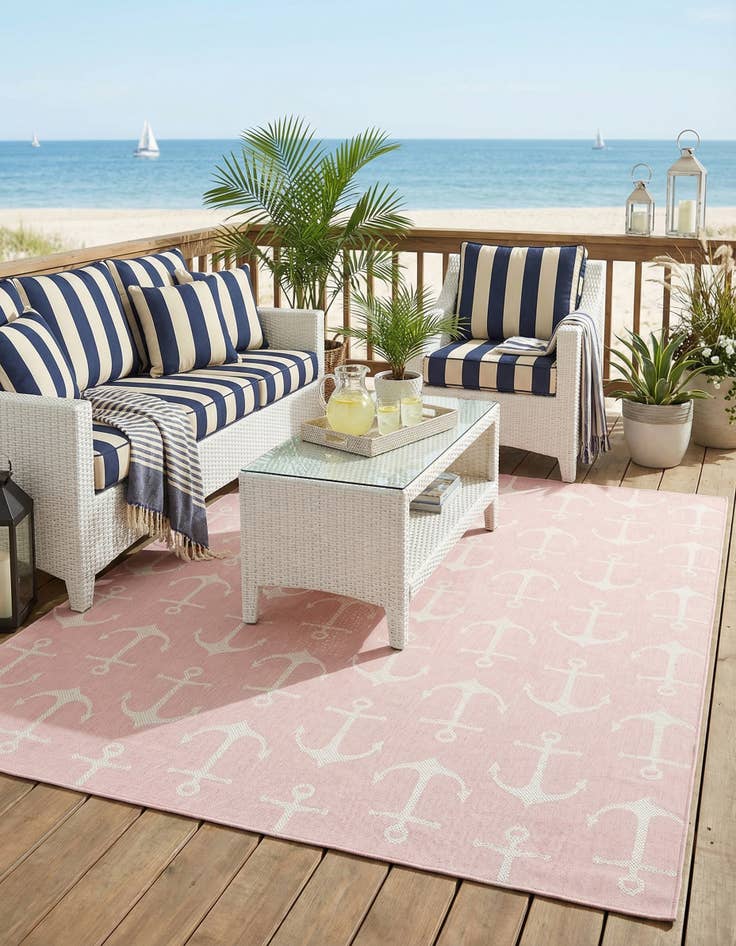 Detail image of 10' x 10'  Washable Coastal Indoor / Outdoor Square Rug