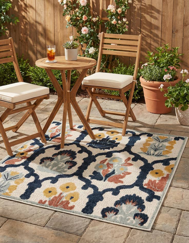 Detail image of 5' 3 x 5' 3  Washable Belize Indoor / Outdoor Square Rug