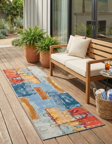 2' 7 x 9' Easy-Clean Modern Indoor / Outdoor Runner Rug