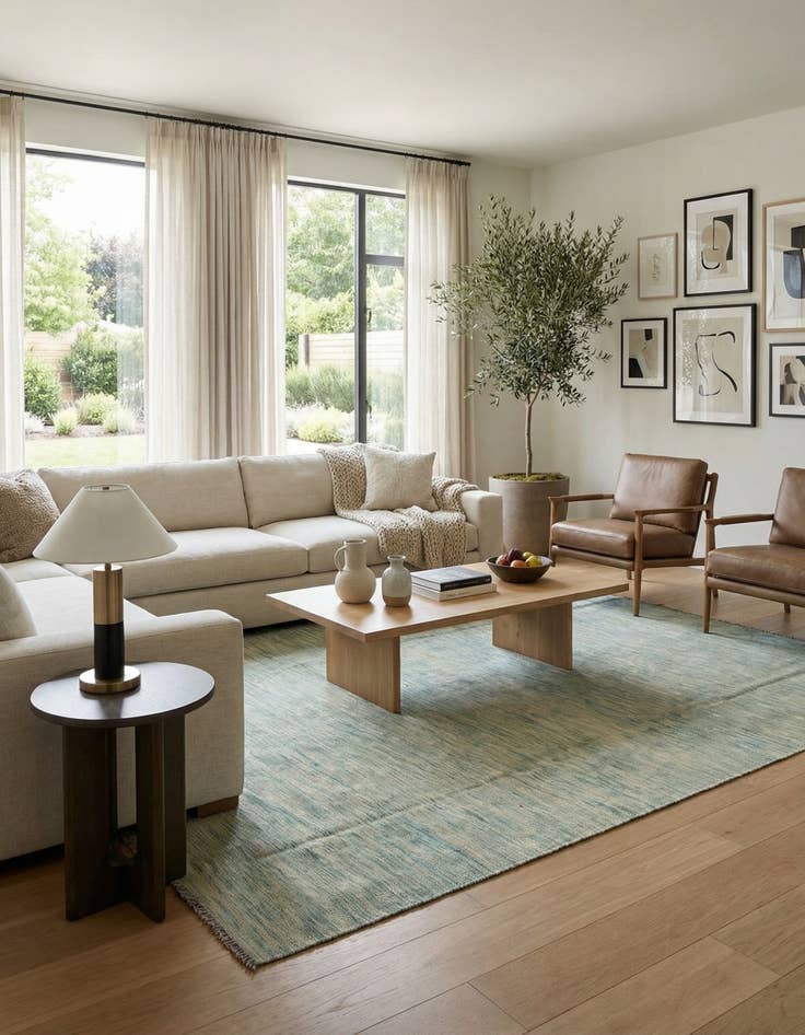 Detail image of 6' 6 x 10'  Hand Woven Kilim Modern Wool Rug