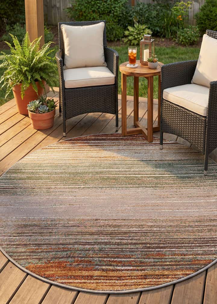 4' x 4' Easy-Clean Modern Indoor / Outdoor Round Rug