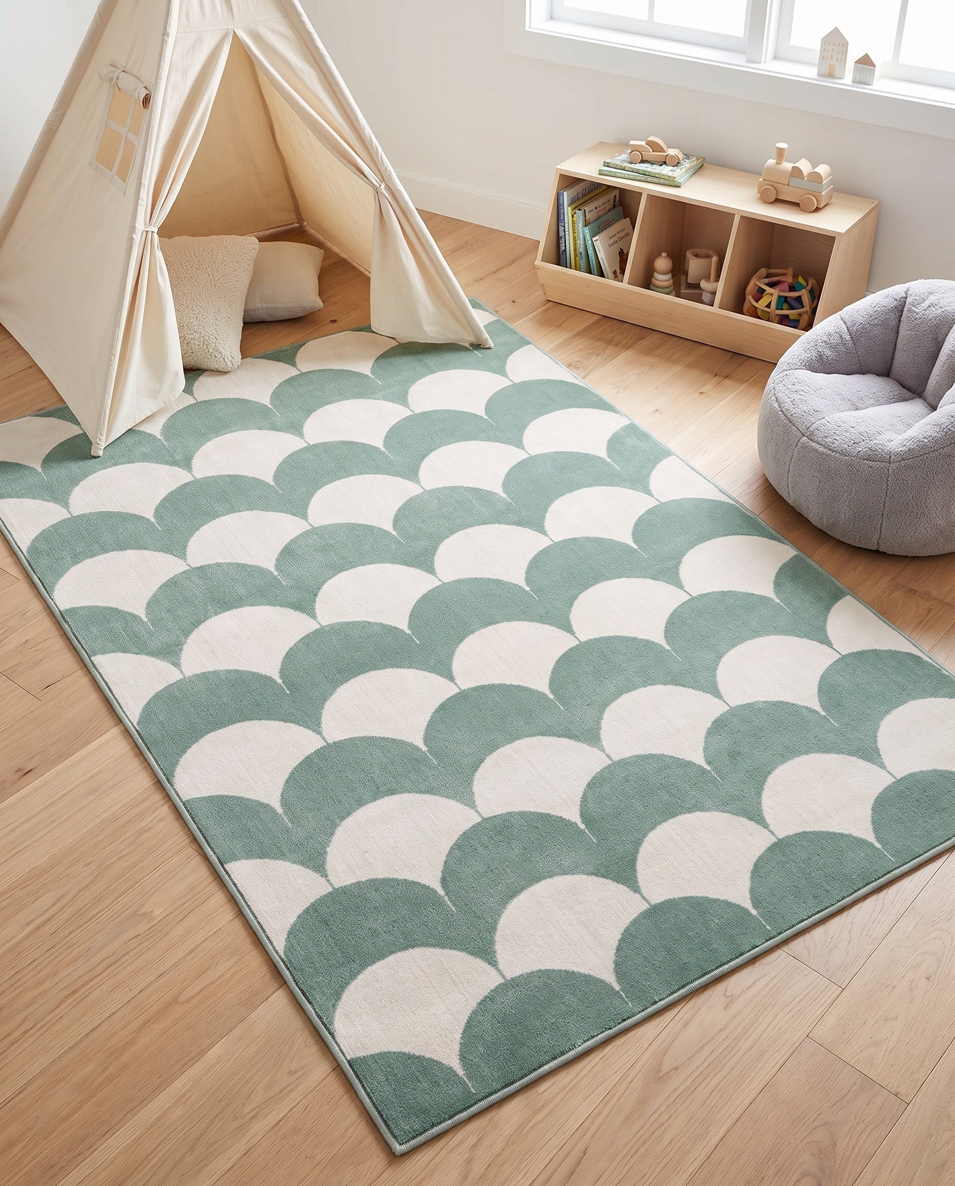 Soft Green Whimsy Kids Rug