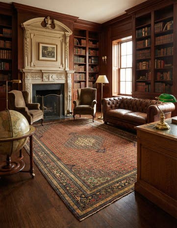 6' 3 x 9' 3 Hand Knotted Yazd Persian Wool Rug