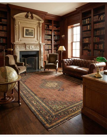6' 3 x 9' 3 Hand Knotted Yazd Persian Wool Rug