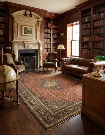 6' 3 x 9' 3 Hand Knotted Yazd Persian Wool Rug