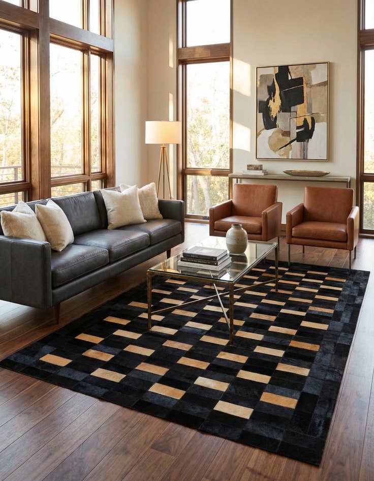 Detail image of  5' 1 x 7' 11 Cowhide - Patchwork Rug