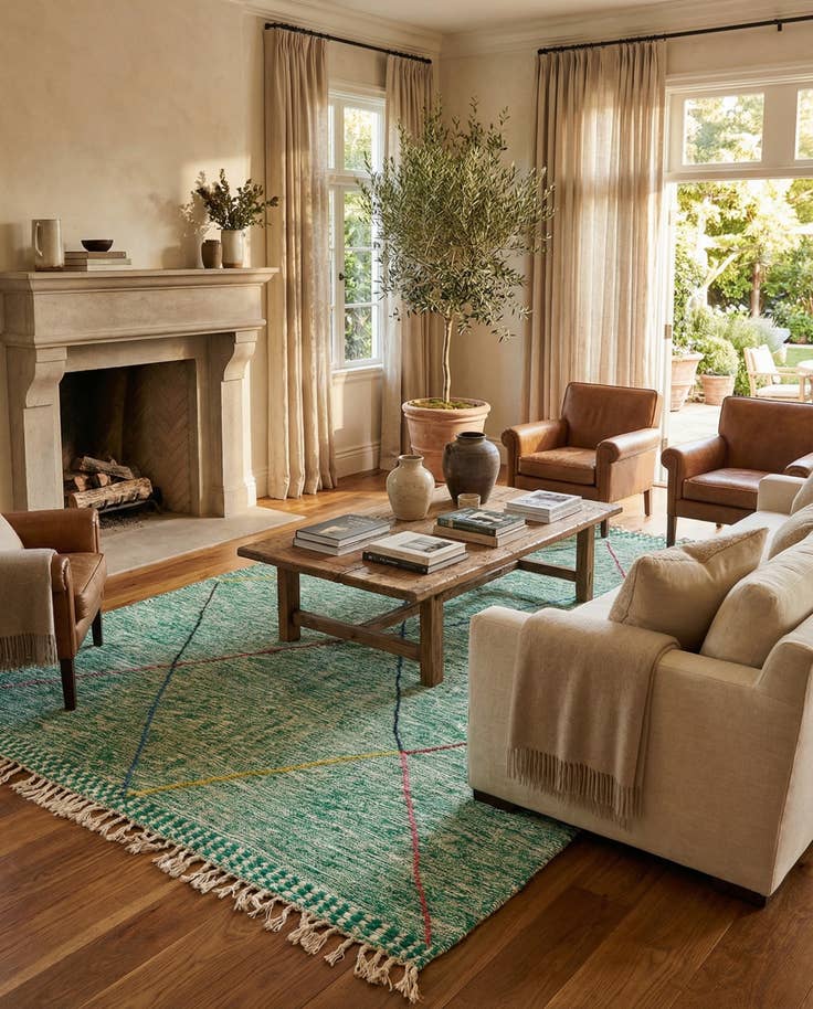 Detail image of 6' 6 x 9' 6 Hand Knotted Moroccan Wool Rug