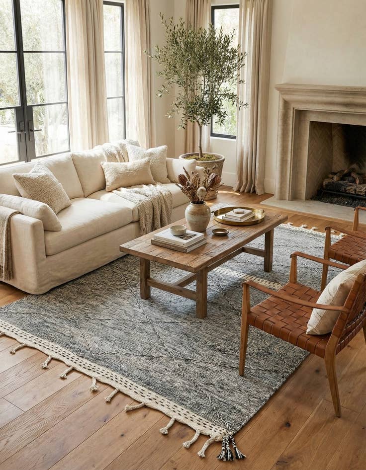 Detail image of 5' 10 x 9' 4  Hand Knotted Moroccan Wool Rug