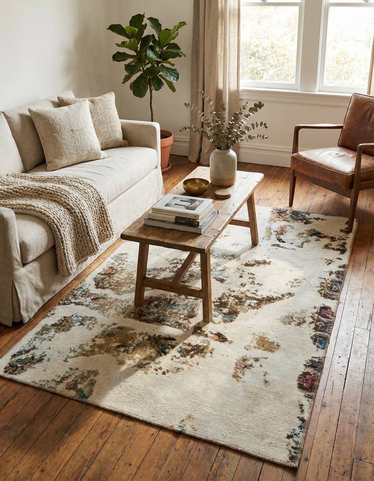 Detail image of  4' 7 x 6' 4  Hand Knotted Ultra Vintage Persian Wool Rug