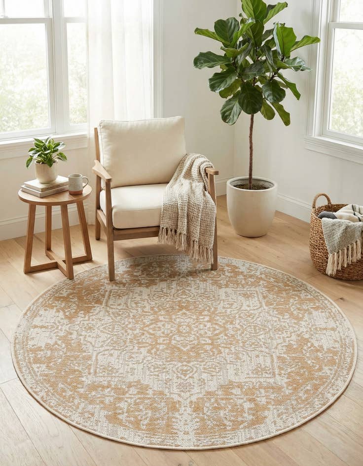 Detail image of 4' x 4'  Washable Jill Zarin Dubai Indoor / Outdoor Round Rug