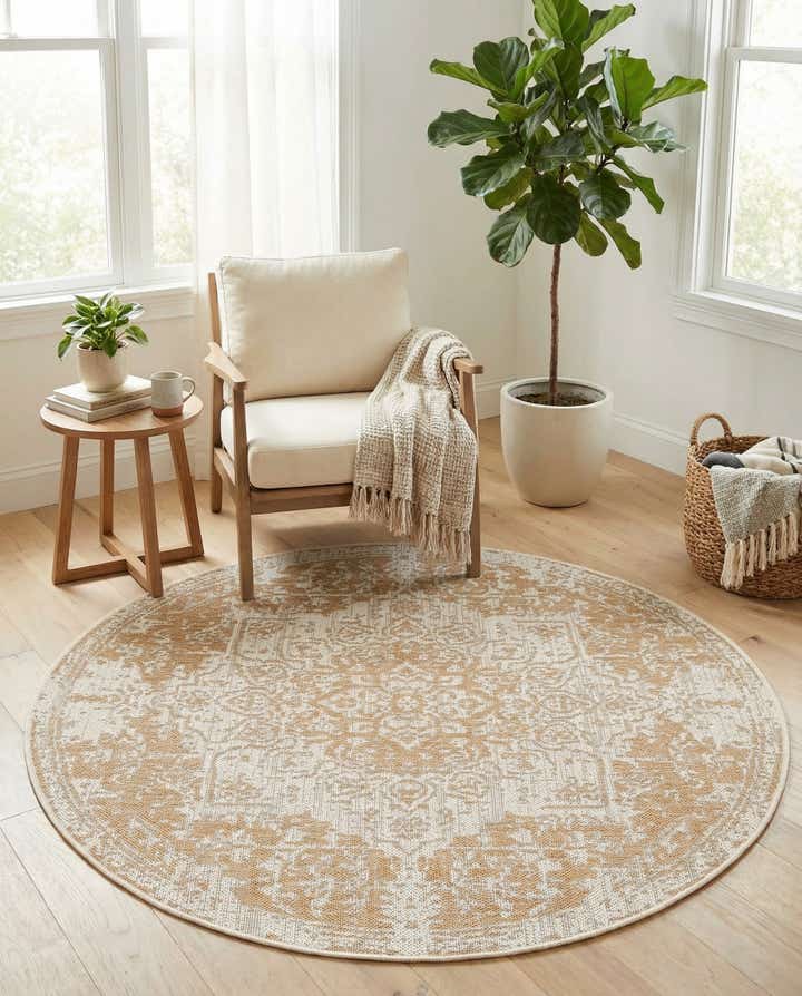 4' x 4' Easy-Clean Jill Zarin Dubai Indoor / Outdoor Round Rug