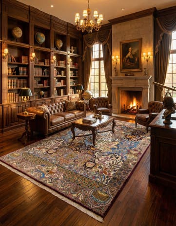 9' 9 x 13' Hand Knotted Kashmar Persian Wool Rug