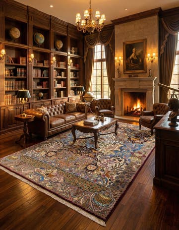 9' 9 x 13' Hand Knotted Kashmar Persian Wool Rug